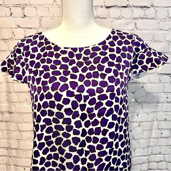 KATE SPADE silk dress shift leopard print Size 6 purple white - Picture 4 of 15